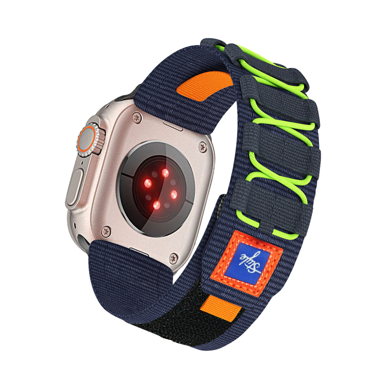 Curea de ceas din nailon împletit cu cataramă Velcro, stil sportiv, dimensiuni personalizabile, compatibilă cu Apple Watch