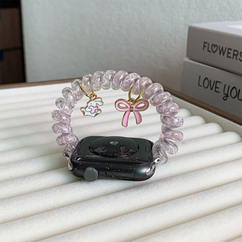 Bentiță sclipicioasă pentru curea Apple Watch, elastic de păr, lățime 12 mm, buclă simplă, 20 g, accesoriu la modă