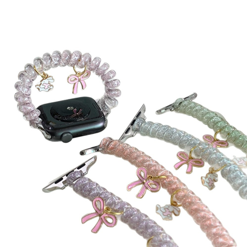 Bentiță sclipicioasă pentru curea Apple Watch, elastic de păr, lățime 12 mm, buclă simplă, 20 g, accesoriu la modă