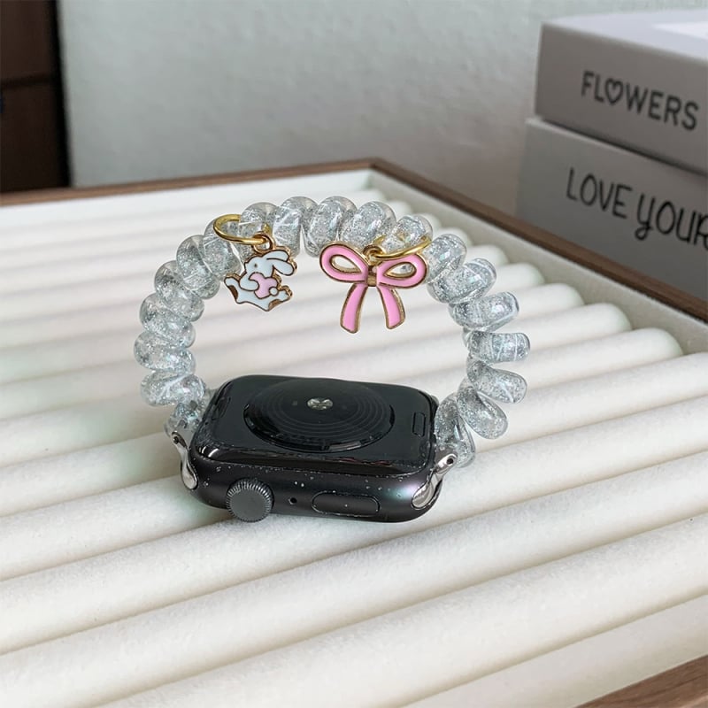 Bentiță sclipicioasă pentru curea Apple Watch, elastic de păr, lățime 12 mm, buclă simplă, 20 g, accesoriu la modă