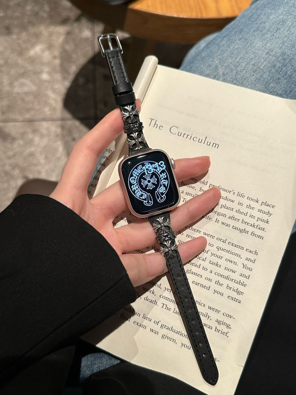 Štíhly kožený remienok z krokodílej kože pre Apple Watch s kovovými nitami, sponou s kolíkom, prispôsobiteľná veľkosť rozhrania