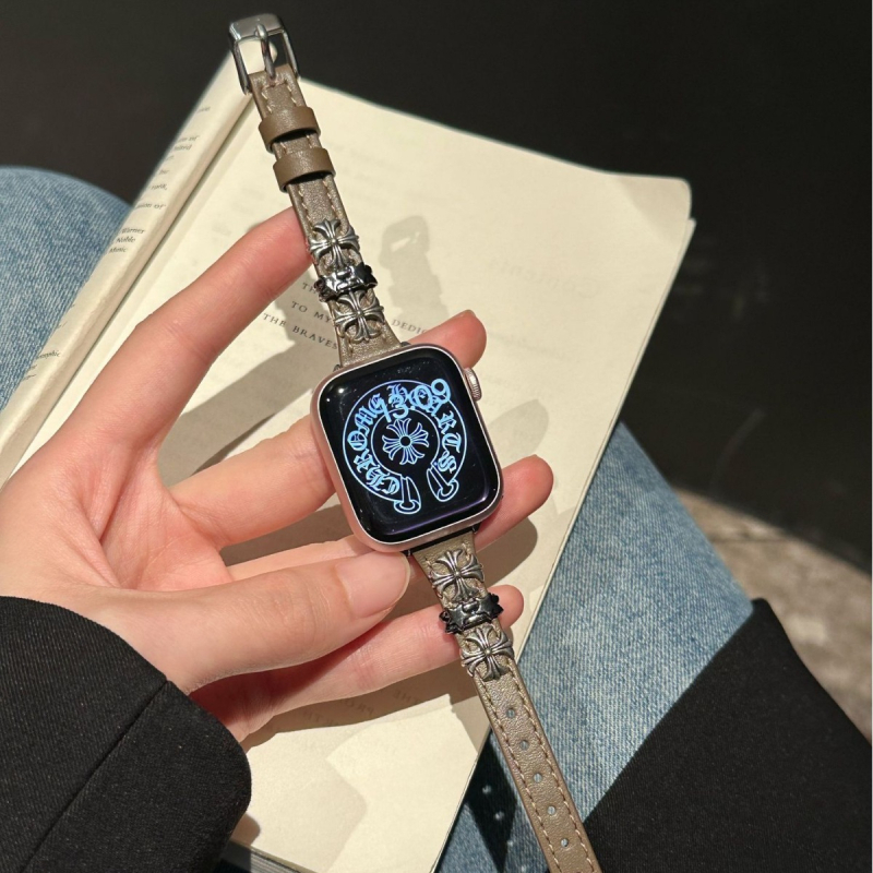 Štíhly kožený remienok z krokodílej kože pre Apple Watch s kovovými nitami, sponou s kolíkom, prispôsobiteľná veľkosť rozhrania