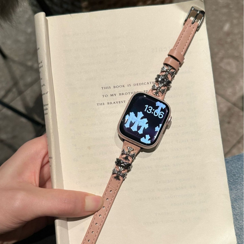 Štíhly kožený remienok z krokodílej kože pre Apple Watch s kovovými nitami, sponou s kolíkom, prispôsobiteľná veľkosť rozhrania