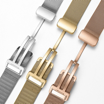 Миланезийска стоманена гривна за смарт часовници с магнитно сгъваемо закопчаване за Apple и Huawei