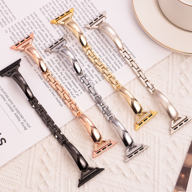 Bratara metalică cu închizătoare D pentru Apple Watch 8/9/10 – lățime 20 mm, greutate 33 g, închidere cu capse, stil modern