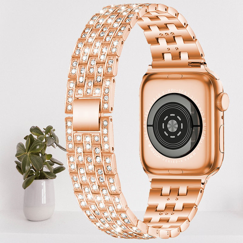 Čelična narukvica za Apple Watch s ugrađenim dijamantima – kompatibilna sa Series 5–7, materijal: čelik, stil: poslovni, marka Xiangchen