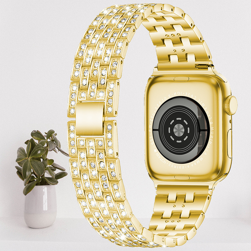 Čelična narukvica za Apple Watch s ugrađenim dijamantima – kompatibilna sa Series 5–7, materijal: čelik, stil: poslovni, marka Xiangchen