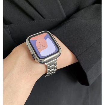 Nerđajući čelik kaiš za Apple Watch, kompatibilan s iWatch S10, ženski metalni kaiš s tri perle i uskim strukom