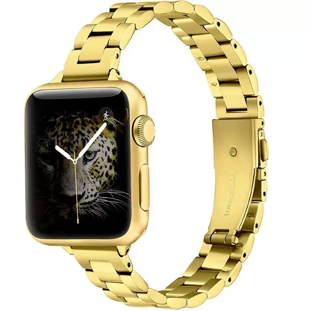 Nerđajući čelik kaiš za Apple Watch, kompatibilan s iWatch S10, ženski metalni kaiš s tri perle i uskim strukom