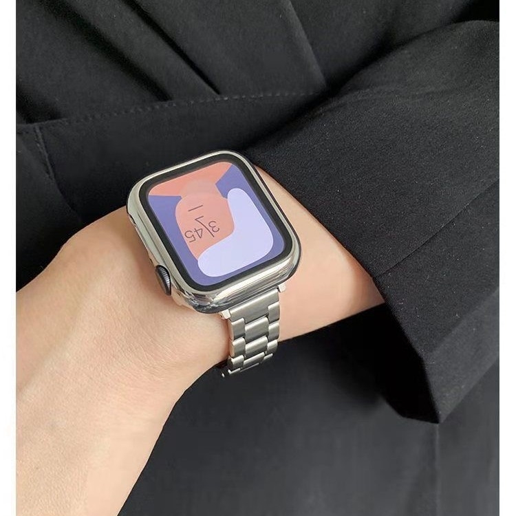 Nerđajući čelik kaiš za Apple Watch, kompatibilan s iWatch S10, ženski metalni kaiš s tri perle i uskim strukom