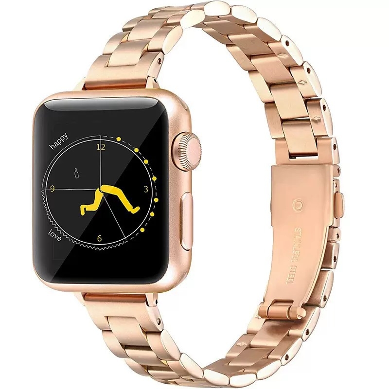Nerđajući čelik kaiš za Apple Watch, kompatibilan s iWatch S10, ženski metalni kaiš s tri perle i uskim strukom