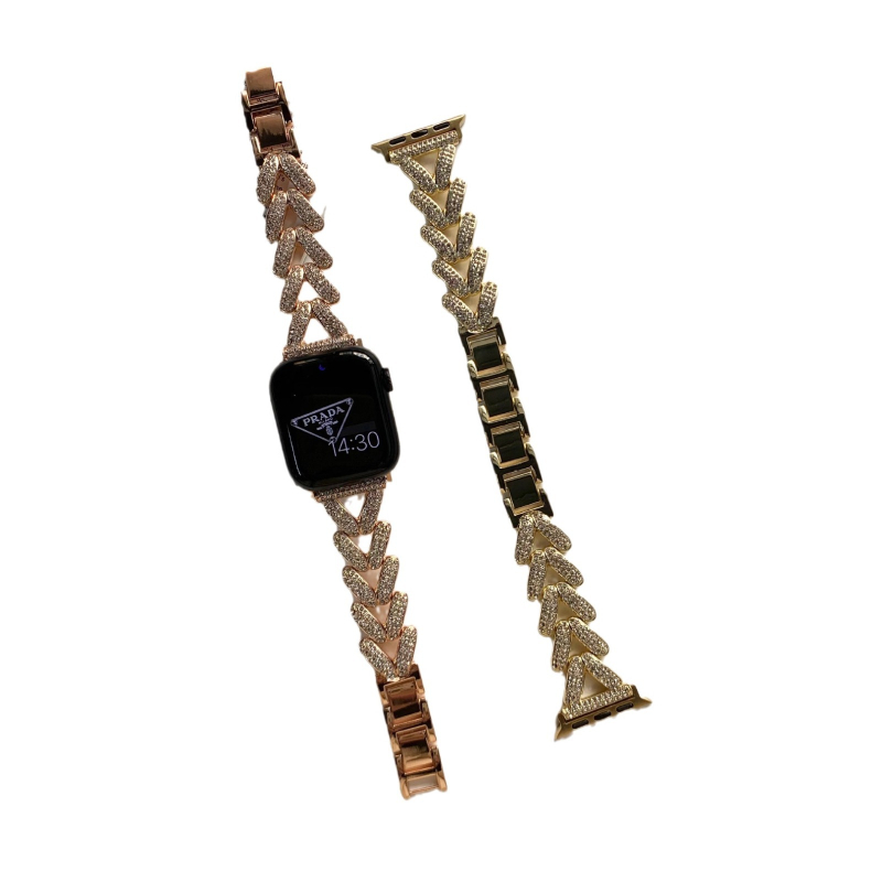 Metalni kaiš za sat s dijamantima za Apple Watch i Samsung Watch | Cinkov legura, 56 g, kopča na gumb, modni stil