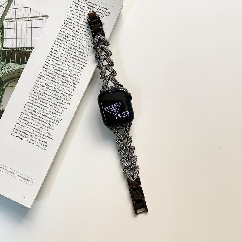Metalni kaiš za sat s dijamantima za Apple Watch i Samsung Watch | Cinkov legura, 56 g, kopča na gumb, modni stil