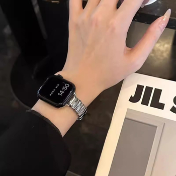 Premium ženska metalna narukvica za Apple Watch, asimetričan dizajn, 14 mm leptir kopča, kompatibilna sa S987