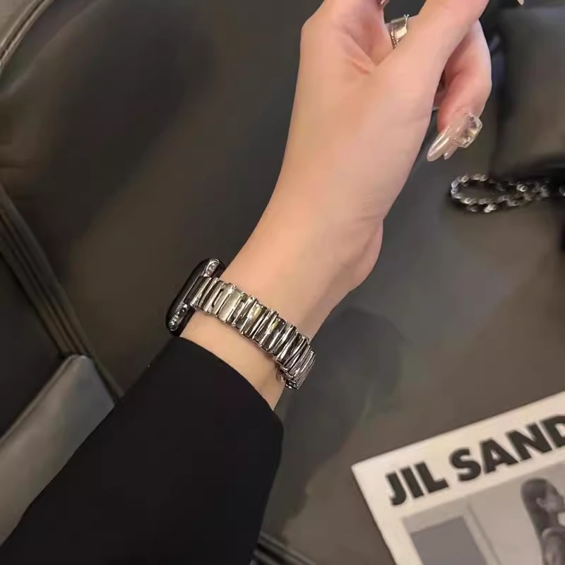 Premium ženska metalna narukvica za Apple Watch, asimetričan dizajn, 14 mm leptir kopča, kompatibilna sa S987