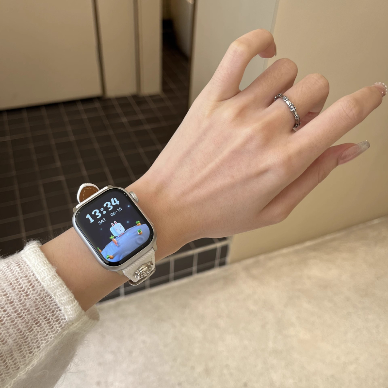 Kožený remienok na Apple Watch s prackou na kolík, prispôsobiteľná veľkosť rozhrania, módny štýl