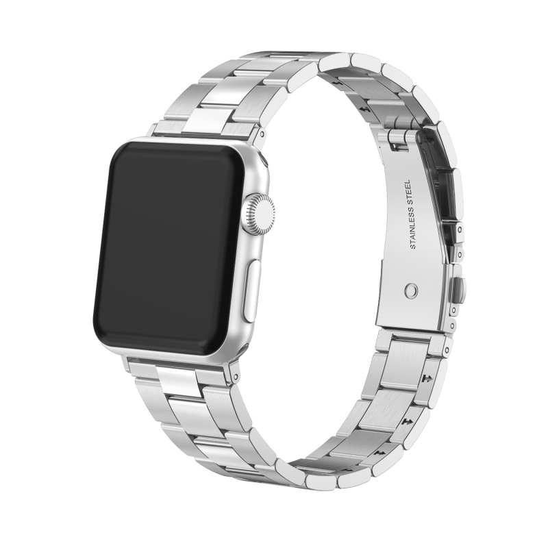 Kaiš za Apple Watch od nehrđajućeg čelika, uski dizajn s tri kuglice, prilagodba duljine bez alata