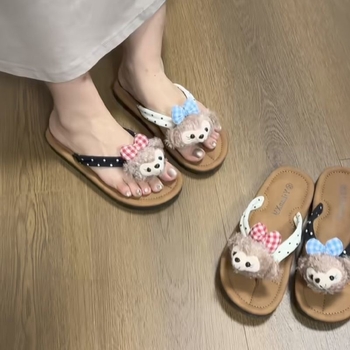 Moteriškos karikatūrų paplūdimio šlepetės su minkšta PVC padu, kvėpuojančios, plokščias padas, pado storis 0–3 cm