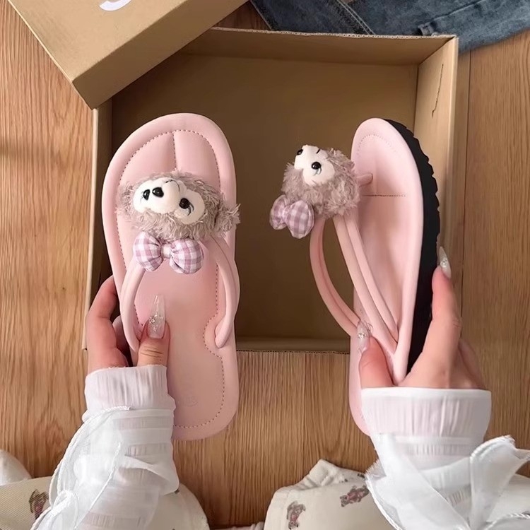 Moteriškos karikatūrų paplūdimio šlepetės su minkšta PVC padu, kvėpuojančios, plokščias padas, pado storis 0–3 cm