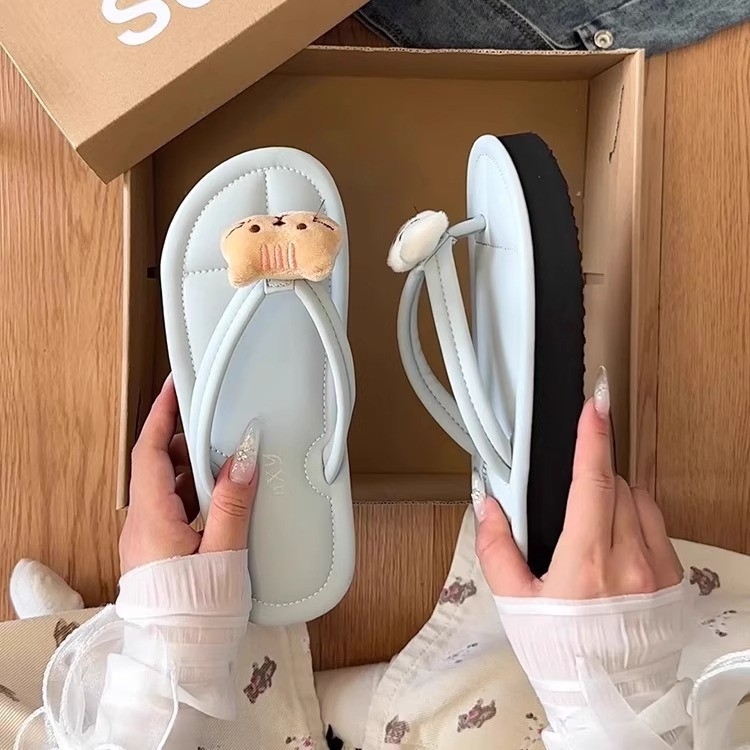 Moteriškos karikatūrų paplūdimio šlepetės su minkšta PVC padu, kvėpuojančios, plokščias padas, pado storis 0–3 cm