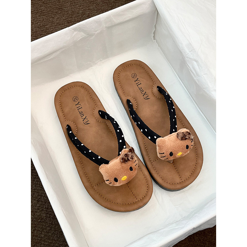 Moteriškos karikatūrų paplūdimio šlepetės su minkšta PVC padu, kvėpuojančios, plokščias padas, pado storis 0–3 cm