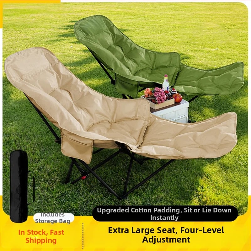 Moon Chair - lauko sulankstoma kėdė, rėmas iš anglies plieno,keturių padėčių reguliuojamas atlošas, medvilninė pagalvė, nešiojama stovyklavimo/pliažo kėdė