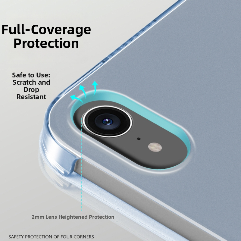  Trojstranný tvrdý obal na tablet pre modely Apple iPad — plastový materiál, multifunkčný minimalistický dizajn, podpora režimu spánku, adhezívna zadná strana