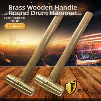 Ορείχαλκινό σφυρί με ξύλινο χερούλι και στρογγυλή κεφαλή, ασφαλές για εύφλεκτες/εκρηκτικές συνθήκες, χωρίς σπινθήρες