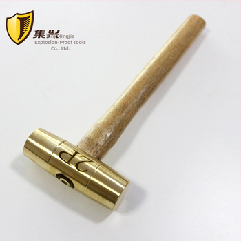Ορείχαλκινό σφυρί με ξύλινο χερούλι και στρογγυλή κεφαλή, ασφαλές για εύφλεκτες/εκρηκτικές συνθήκες, χωρίς σπινθήρες