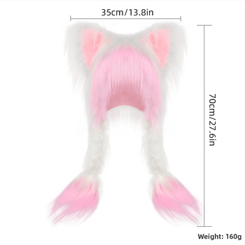 Плюшена шапка с котешки уши, Y2K вдъхновение, за възрастни; Марка: New Domain; За възрастни; Лято 2024