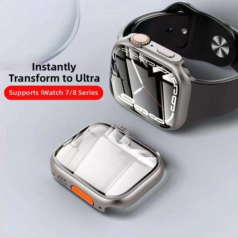 Ochranný kryt na Apple Watch kompatibilný s iWatch 7/8, PC materiál, s integrovanou ochranou obrazovky (Kompatibilita: iWatch 7/8; Materiál: PC; Ochrana obrazovky: Integrovaná)