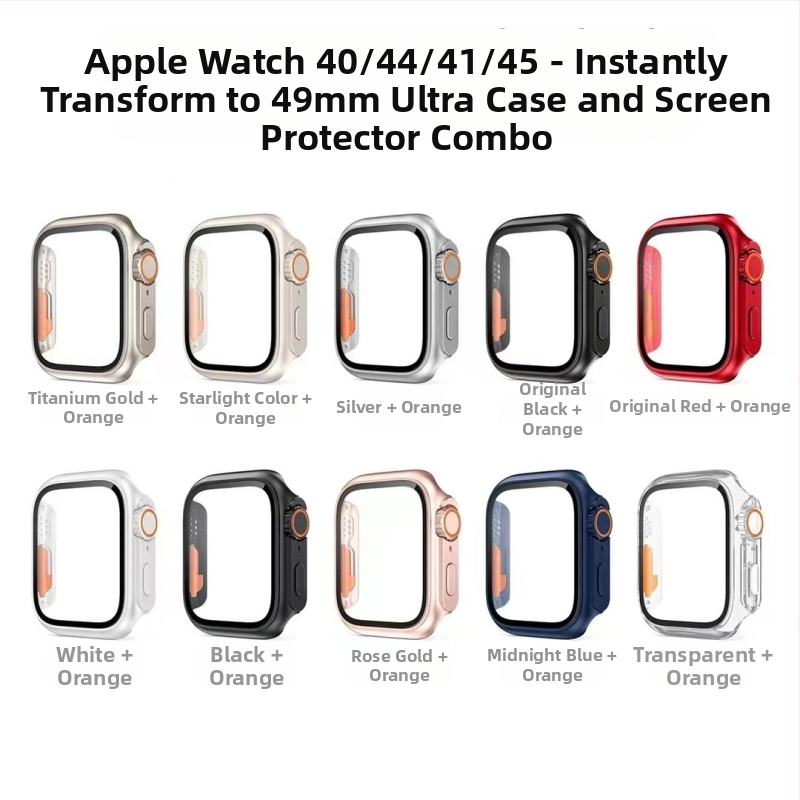 Ochranný kryt na Apple Watch kompatibilný s iWatch 7/8, PC materiál, s integrovanou ochranou obrazovky (Kompatibilita: iWatch 7/8; Materiál: PC; Ochrana obrazovky: Integrovaná)
