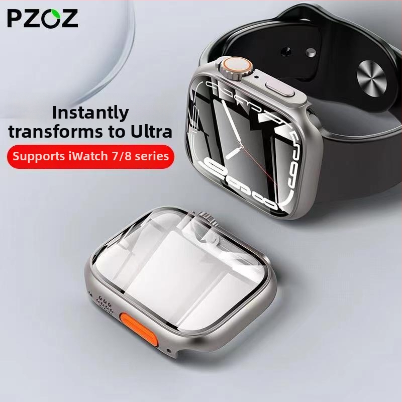 Ochranný kryt na Apple Watch kompatibilný s iWatch 7/8, PC materiál, s integrovanou ochranou obrazovky (Kompatibilita: iWatch 7/8; Materiál: PC; Ochrana obrazovky: Integrovaná)