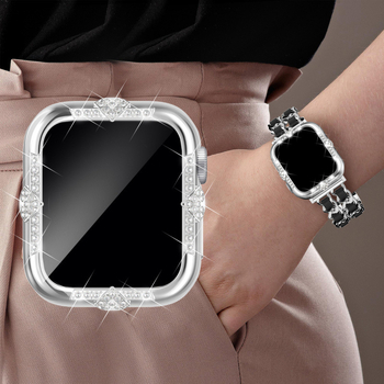 Kućište za Apple Watch S9 s PC oblogom i dijamantnim ukrašavanjem, s integriranim zaštitnim filmom (iwatch786)