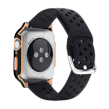 KEMOKA Integrirani kaiš za Apple Watch, kompatibilan sa Series 4–6 i SE, dvostruko elektroplatirano PC, tvrdi film i silikon zaštitna maska