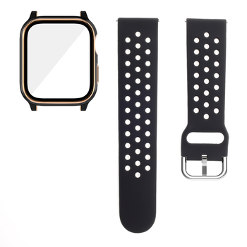 KEMOKA Integrirani kaiš za Apple Watch, kompatibilan sa Series 4–6 i SE, dvostruko elektroplatirano PC, tvrdi film i silikon zaštitna maska