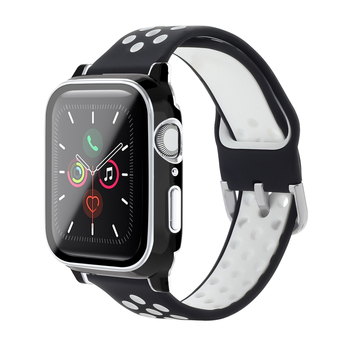 KEMOKA Integrirani kaiš za Apple Watch, kompatibilan sa Series 4–6 i SE, dvostruko elektroplatirano PC, tvrdi film i silikon zaštitna maska