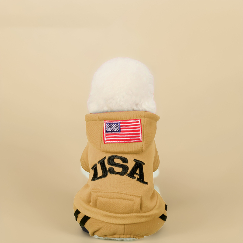 Зимно кучешко палто с качулка, полиестер, стил Leisure, Leshuang Pet Tools, облекло за домашни любимци