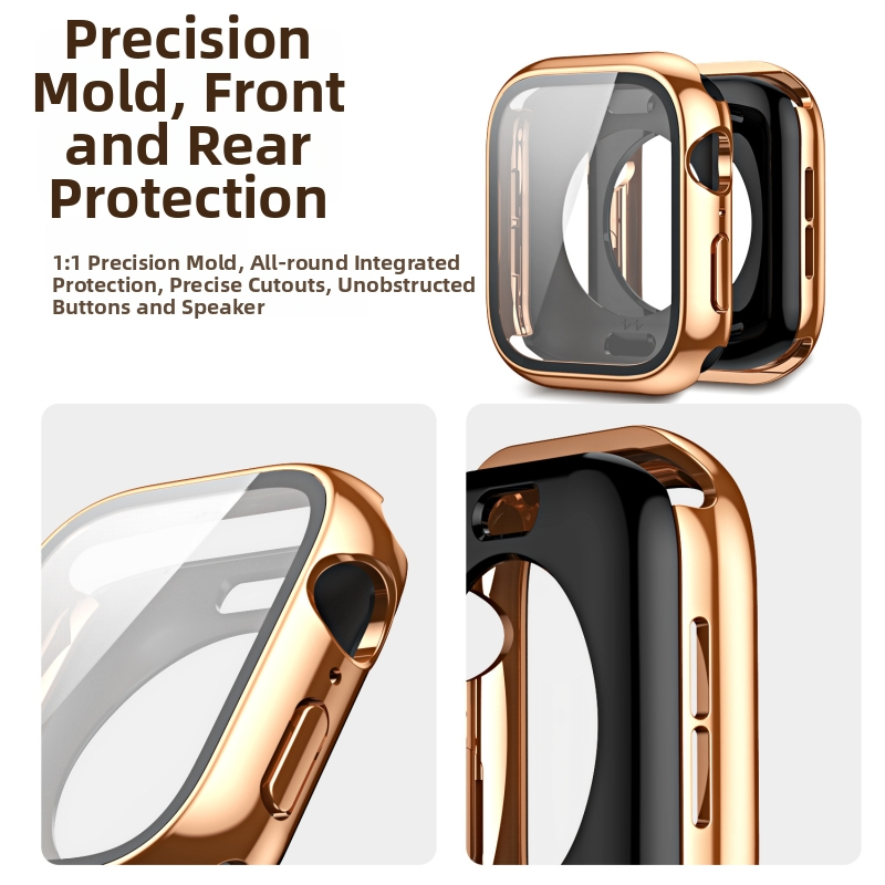 Carcasă Apple Watch Ultra cu acoperire completă față-spate, PC cu finisaj electroplacat și folie temperată, design integrat