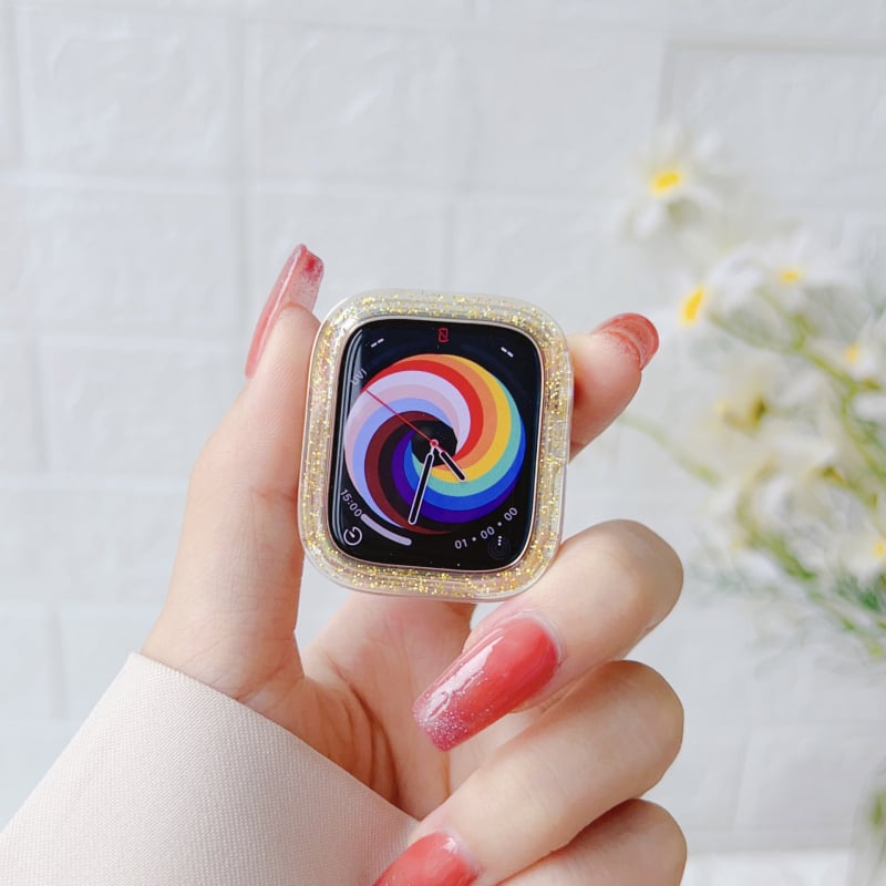 Θήκη Apple Watch SE2 – Φινίρισμα Laser Pearlescent Glitter, PC περίβλημα; Συμβατή με Apple Watch Series 7/8/9/10, 2023 έκδοση, βάρος 0,02 kg