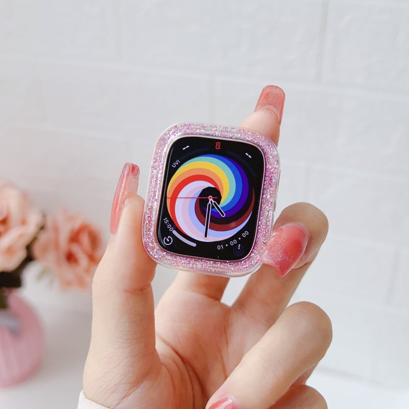 Θήκη Apple Watch SE2 – Φινίρισμα Laser Pearlescent Glitter, PC περίβλημα; Συμβατή με Apple Watch Series 7/8/9/10, 2023 έκδοση, βάρος 0,02 kg