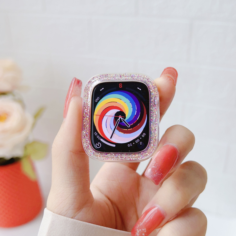 Θήκη Apple Watch SE2 – Φινίρισμα Laser Pearlescent Glitter, PC περίβλημα; Συμβατή με Apple Watch Series 7/8/9/10, 2023 έκδοση, βάρος 0,02 kg