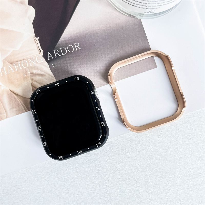 Carcasă de protecție pentru Apple Watch cu ramă laterală din aliaj de aluminiu (aliaj de aluminiu, ramă laterală, compatibilă cu Apple Watch)