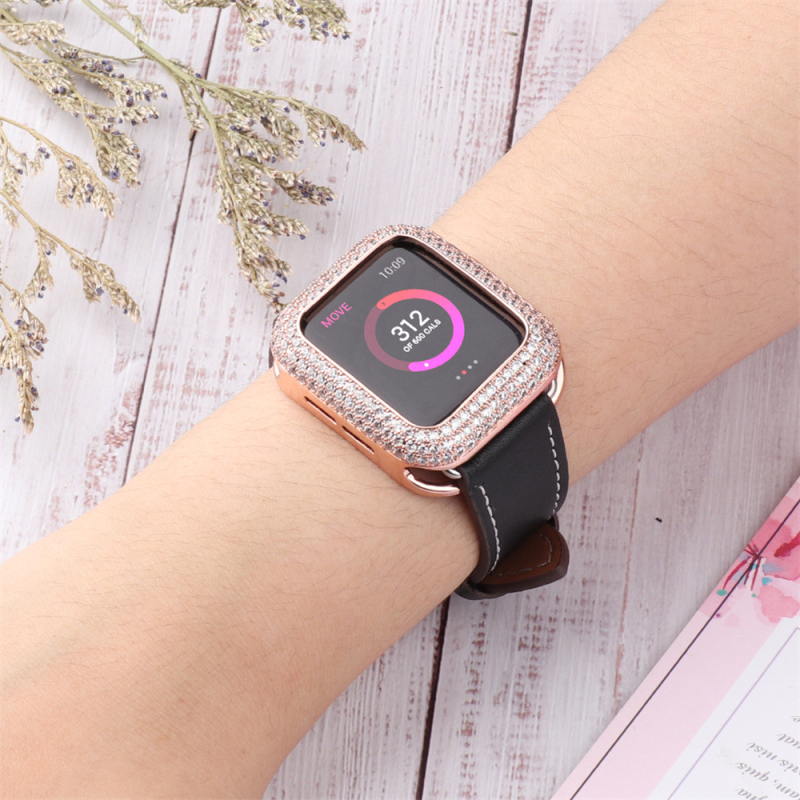 Bakreno zaštitno kućište za Apple Watch S9/S10 – s cirkonima, potpuno ukrašeno
