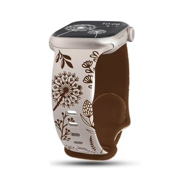 Ζώνη σιλικόνης Apple Watch με χαρακτική λέιζερ και αγκράφα πεταλούδας με μοτίβο dandelion