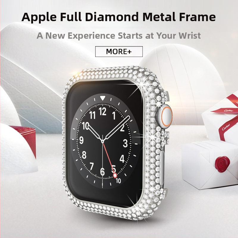 Apple Watch apsaugos dėklas su deimantinės liejimo rėmu – lydinio medžiaga, suderinamas su Apple Watch, svoris 10 g, prekės ženklas Yiqixin