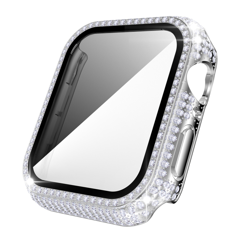 Kućište za Apple Watch S8 od PC-a s elektroplatiranom površinom i integriranim tvrdo zaštitnim filmom s kristalima, kućište za iWatch