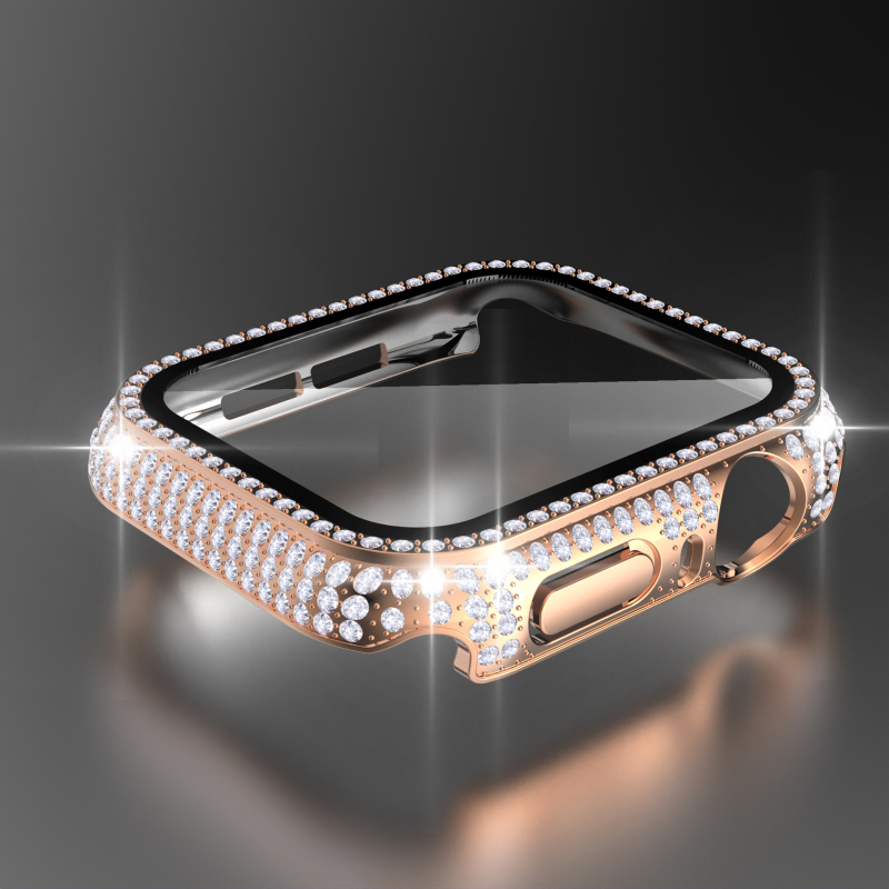 Kućište za Apple Watch S8 od PC-a s elektroplatiranom površinom i integriranim tvrdo zaštitnim filmom s kristalima, kućište za iWatch