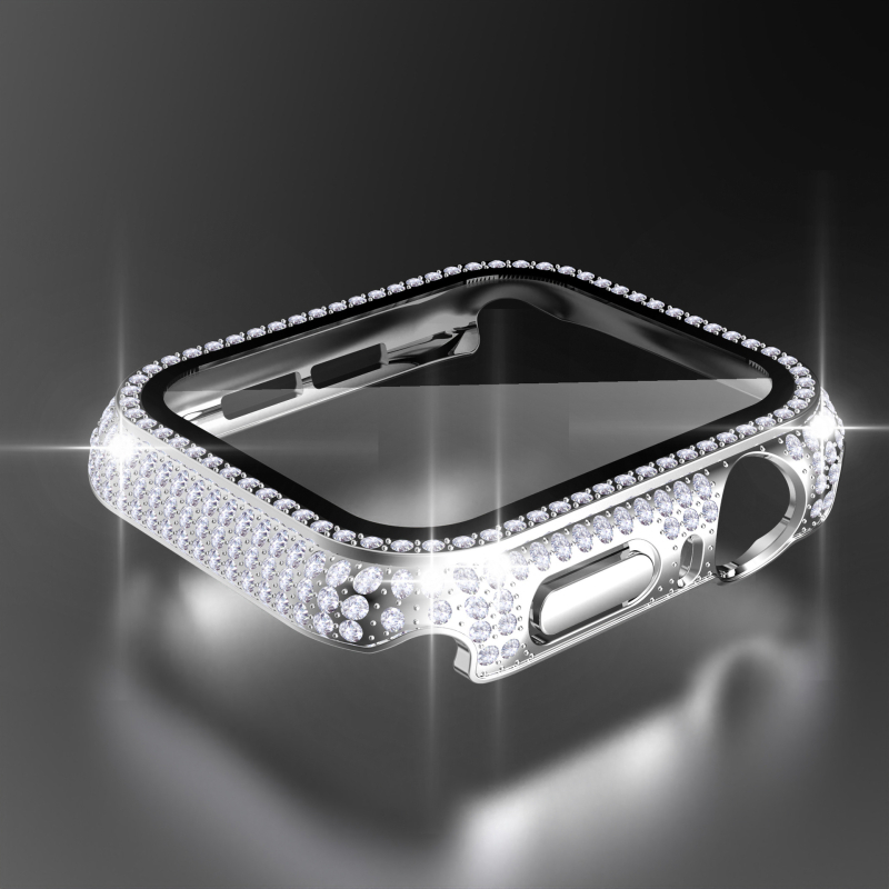 Kućište za Apple Watch S8 od PC-a s elektroplatiranom površinom i integriranim tvrdo zaštitnim filmom s kristalima, kućište za iWatch