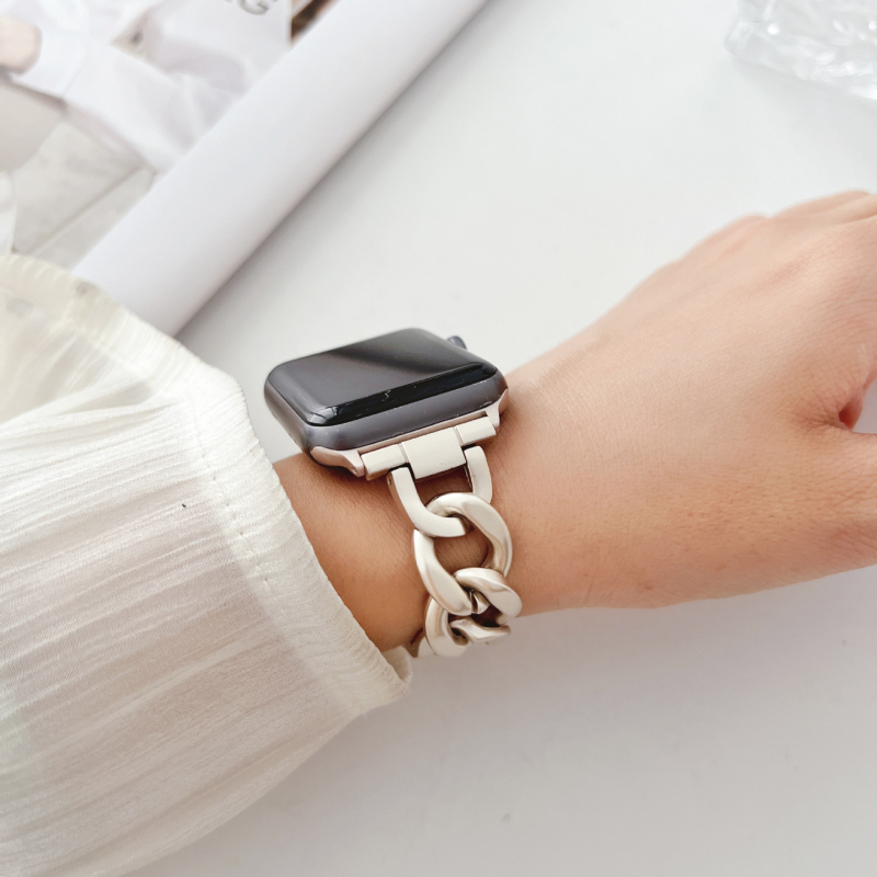Metalni kaiš od cinkovog legura za Apple Watch 5678910, jednostruki lanac u stilu denima, kompatibilan s iWatch S11
